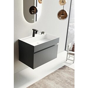 Lusso 80 Cm Antrasit Banyo Dolabı Alt Modül Ve Lavabo