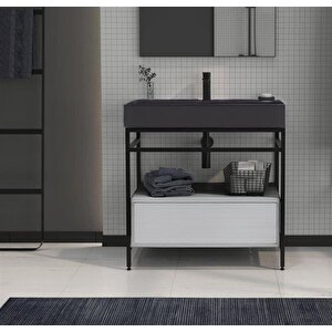 Vegas 80 Cm Beyaz Banyo Dolabı Alt Modül Ve Lavabo