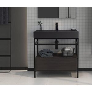 Vegas 80 Cm Antrasit Banyo Dolabı Alt Modül Ve Lavabo