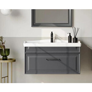 Orka Design 105 Cm Antrasit Banyo Dolabı Alt Modül Ve Lavabo