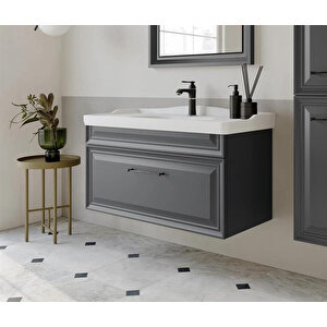 Orka Design 105 Cm Antrasit Banyo Dolabı Alt Modül Ve Lavabo
