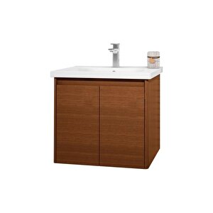 Duden 60 Cm Ceviz Kapaklı Banyo Dolabı Alt Modül Ve Lavabo