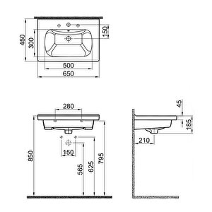 Orka Duden 60 Cm Ceviz Kapaklı Banyo Dolabı Alt Modül Ve Lavabo