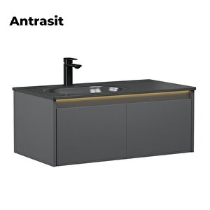 Lisbon 90 Cm Antrasit Banyo Dolabı Alt Modül Ve Lavabo