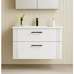 Bari 85 Cm Beyaz Banyo Dolabı Alt Modül Ve Lavabo