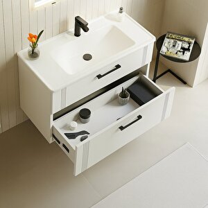 Bari 85 Cm Beyaz Banyo Dolabı Alt Modül Ve Lavabo
