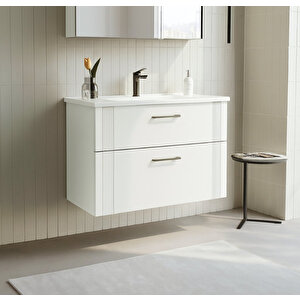 Bari 85 Cm Beyaz Banyo Dolabı Alt Modül Ve Lavabo