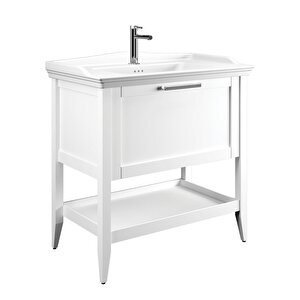Bastle 100 Cm Beyaz Banyo Dolabı Alt Modül Ve Lavabo
