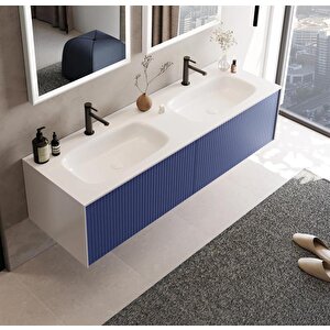 Cube 160 Cm Lacivert Banyo Dolabı Alt Modül Ve Lavabo