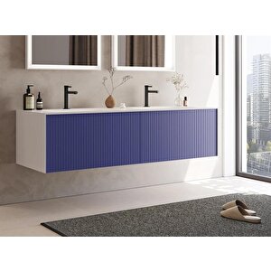 Cube 160 Cm Lacivert Banyo Dolabı Alt Modül Ve Lavabo