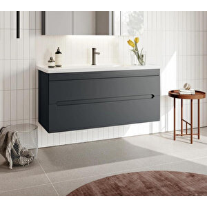 Varna 120 Cm Mat Antrasit Banyo Dolabı Alt Modül Ve Lavabo