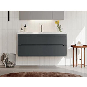 Varna 120 Cm Mat Antrasit Banyo Dolabı Alt Modül Ve Lavabo
