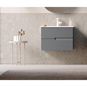 Moonlight 70 Cm Gri Banyo Dolabı Alt Modül Ve Lavabo