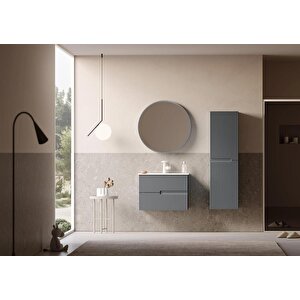 Moonlight 70 Cm Gri Banyo Dolabı Alt Modül Ve Lavabo