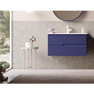 Moonlight 90 Cm Lacivert Banyo Dolabı Alt Modül Ve Lavabo