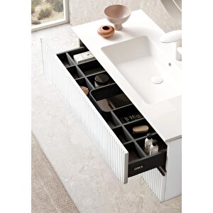 Moonlight 90 Cm Beyaz Banyo Dolabı Alt Modül Ve Lavabo