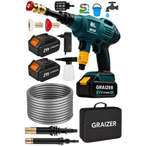 Alman M 21 V 3.0 Ah Çelik Piston Kömürsüz Şarjlı Oto Araba Yıkama Makinesi Çift Akülü Bahçe Yıkama
