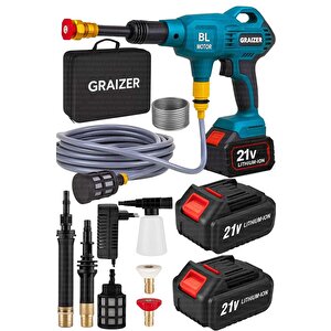 Alman M 21 V 3.0 Ah Çelik Piston Kömürsüz Şarjlı Oto Araba Yıkama Makinesi Çift Akülü Bahçe Yıkama