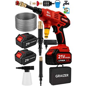 Alman K 21 V 3.0 Ah Çelik Piston Kömürsüz Şarjlı Oto Araba Yıkama Makinesi Çift Akülü Bahçe Yıkama