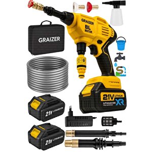 Alman S 21 V 3.0 Ah Çelik Piston Kömürsüz Şarjlı Oto Araba Yıkama Makinesi Çift Akülü Bahçe Yıkama