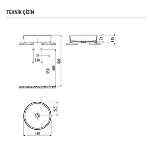 Creavit Lp145.00cg Loop Ø 45 Cm Tezgah Üstü Çanak Lavabo Cool Grey