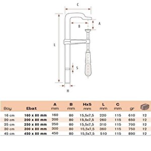 Küçük İşkence Dövme Çelik 25 Cm 250x80 Mm