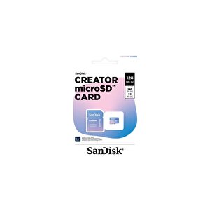 Sandisk Creator 128gb 190/90mb/s Microsdxc Uhs-i A2 V30 Adaptörlü Hafıza Kartı Sdsqxaa-128g-in6ms