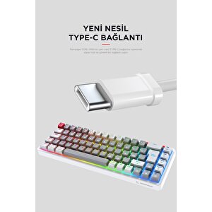 Yoru Mini Gri/beyaz Type-c Bağlantılı Outemu Red Swich Q Mekanik Gaming Oyuncu Klavye Rgb