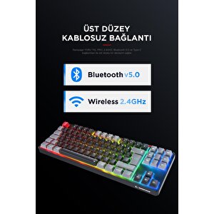 Yoru Tkl Pro Siyah/gri 2.4ghz+bt5.0+type-c 5 Bağlantı Outemu Red Swich Q Mekanik Gaming Oyuncu Klavye Rgb