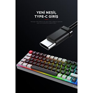 Yoru Mini Siyah/gri Type-c Bağlantılı Outemu Red Swich Q Mekanik Gaming Oyuncu Klavye Rgb