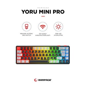 Yoru Mini Pro Siyah/gri 2.4ghz+bt5.0+type-c 5 Bağlantı Outemu Red Swich Q Mekanik Gaming Oyuncu Klavye Rgb