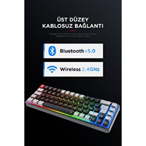 Yoru Mini Pro Siyah/gri 2.4ghz+bt5.0+type-c 5 Bağlantı Outemu Red Swich Q Mekanik Gaming Oyuncu Klavye Rgb