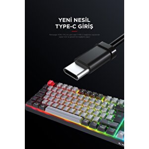Yoru Tkl Gri/siyah Type-c Bağlantılı Outemu Red Swich Q Mekanik Gaming Oyuncu Klavye Rgb