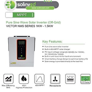 Solinved 1 Kw Victor Nms Serisi Mppt Off-grid İnvertör