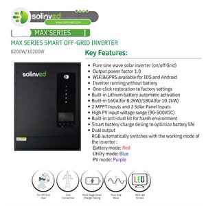 Solinved Max Serisi 10.2 Kw Mppt Off Grid Inverter 48v 500 Voc