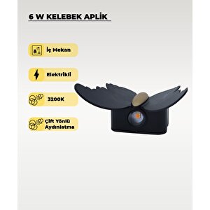 6w. Kelebek Aplik Çift Yönlü 3200k Sarı Işık