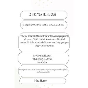 2 Li Lüks El Yüz Havlu Seti 50x90 Cm %100 Pamuklu Gramajlı Sija Kırmızı