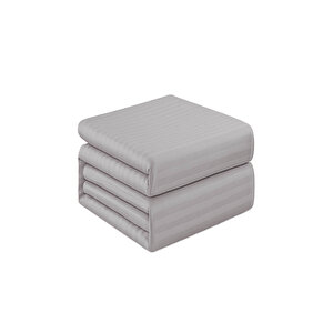 Çift Kişilik Su Yollu Saten Nevresim Takımı Polycotton Açık Gri