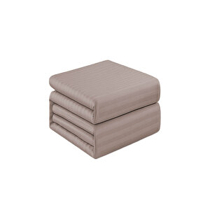 Çift Kişilik Su Yollu Saten Nevresim Takımı Polycotton Kahve