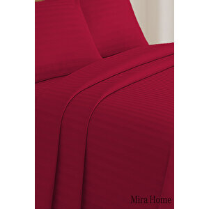 Çift Kişilik Su Yollu Saten Nevresim Takımı Polycotton Bordo