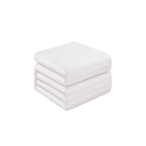 Çift Kişilik Su Yollu Saten Nevresim Takımı Polycotton Beyaz