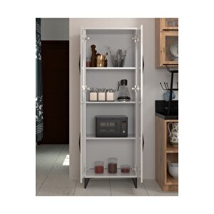 Vino Çok Amaçlı Dolap 4 Kapaklı 4 Raflı Çok Amaçlı Mutfak Dolabı Kiler Dolabı Erzak Dolabı Beyaz