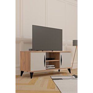 Vermo Tv Sehpası Tv Ünitesi Televizyon Sehpası Atlantik Çam - Beyaz