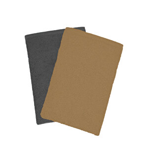 2 Li Lüks El Yüz Havlu Seti 50x90 Cm %100 Pamuklu Gramajlı Bejra Gri