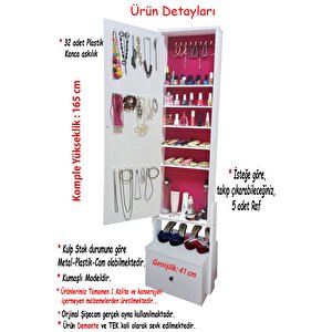 Yıldız Demonte Tek Çekmeceli Hediyelik Çok Amaçlı Aynalı Takı Dolabı Byz / Kumaş-fuşya