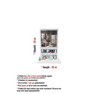 Karanfil 1k - Aynalı Çok Amaçlı Aksesuar Anahtarlık - Askılık Hediyelik Takı Dolabı - Beyaz