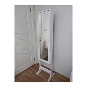 - Number One - Demonte - Çok Amaçlı - Ayaklı - Aynalı Hediyelik Takı Dolabı - Beyaz