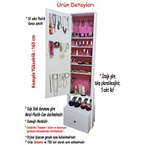 Yıldız Demonte Tek Çekmeceli Hediyelik Çok Amaçlı Aynalı Takı Dolabı G-b / Kumaş Pembe