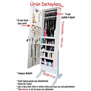 Number One - Kilitli - Demonte - Aynalı Hediyelik Çok Amaçlı Takı Dolabı - Beyaz