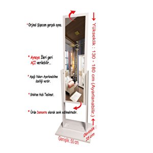 İstanbul - Demonte - Çok Amaçlı Boy Aynası - Hediyelik - Beyaz